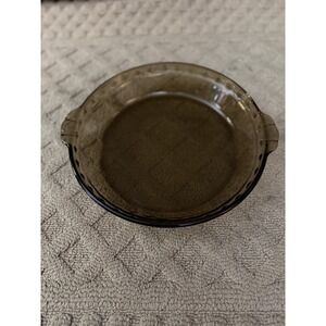 Pyrex‎ Fluted Edge 229 Amber Brown Color Glass Dish Pie Plate